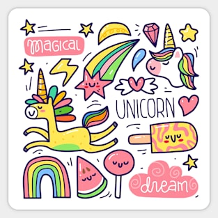 Cute Unicorn Doodle Sticker